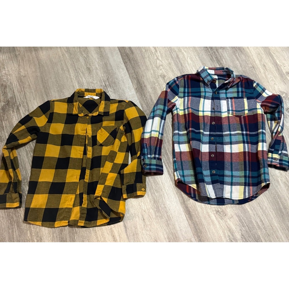 Crazy 8 Kids Plaid‎ Flannel Shirt Size M 7 8 Long Sleeve Button Up Top